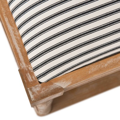 Distressed Natural Cottage-Style Upholstered Bench with Storage