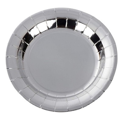 Juvale 48-Pack Silver Disposable Paper Plates Birthday Party Supplies Round 7 Inch