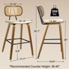 Bekrvio 26" Mid Century Modern Counter Height Bar Stools - Rattan Cane Back, Wood, PU Leather Upholstered for Kitchen Island Dining - 4 of 4
