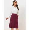 INSPIRE CHIC Women's High Waist Elastic Back A-Line Belted Corduroy Midi Skirt with Pockets - 3 of 4