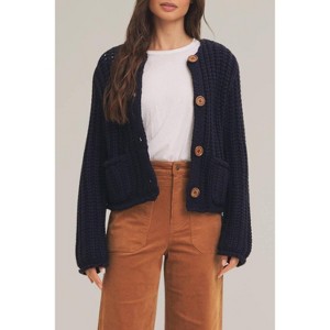Women's Chunky Knit Button Down Sweater - In February - 1 of 4