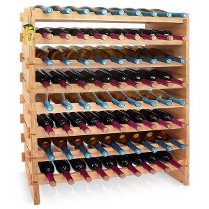 SereneLife 72 Bottle Stackable Bottle Rack, Brown - 1 of 4