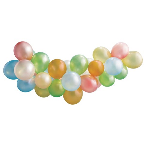 Pastel Rainbow Balloons On Mint Background Stock Photo