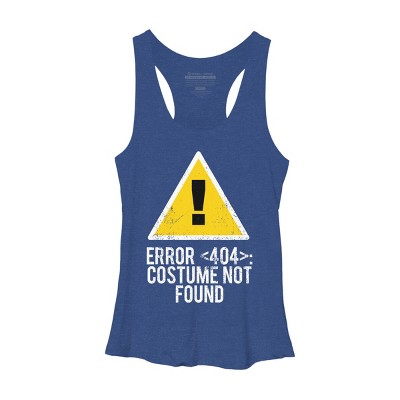 Women's Design By Humans Halloween Error 404 Costume Not Found Apparel By COVI Racerback Tank Top