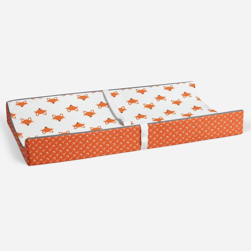 Bacati - Playful Fox Quilted Changing Pad Cover -Orange Arrows in Gussett, 4 of 10