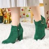 Allegra K Women's Buckle Side Zip Chunky Heels Ankle Booties - 2 of 4