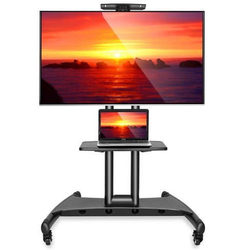 Mount Factory Rolling Tv Cart Mobile Tv Stand 40-65 Inch Flat Screen, Led, Oled, Plasma, Curved Tv's - Universal Mount Wheels :