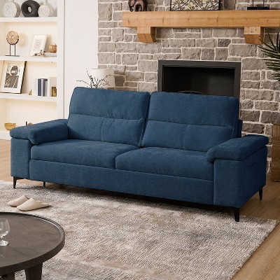 Chenille Sofa with Adjustable Armrests and Extra Thick Cushions