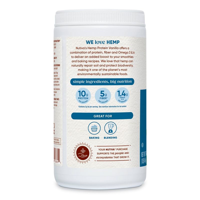 Nutiva Organic Vegan Hemp Protein Powder - Vanilla - 16oz, 2 of 4