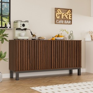 Buenhomino 63" Buffet Cabinet With Storage, Large Sideboard Kitchen Cabinet With 4 Fluted Doors - 1 of 4