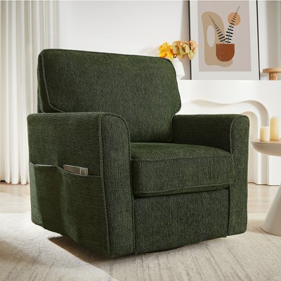 360° Swivel Accent Barrel Armchair with Side Pockets, Ergonomic Sofa Chair for Living Room, Bedroom -- Frevyn