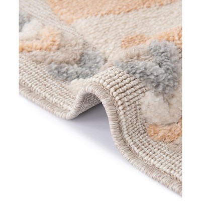 Ivory and Beige Floral Rectangular Kids Rug, 4' x 6'