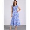 INSPIRE CHIC Women's Summer V Neck Ruffle Flutter Sleeve Smocked Tiered Beach Flowy Boho Maxi Dress - 4 of 4