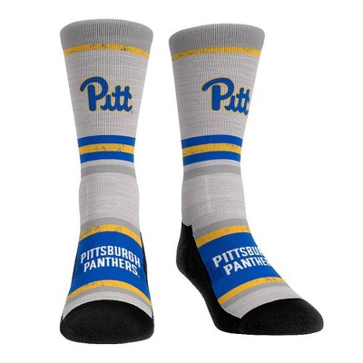 NCAA Pitt Panthers Adult Cool Gray Block Crew Socks - L/XL