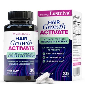 Lustriva Hair Growth Supplement, DHT Blocker Biotin Vitamins for Thicker Fuller Hair, Reduce Shedding & Hair Loss for Men & Women, Vitauthority, 30ct - 1 of 4