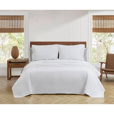 Coastal Breeze White Cotton Full/Queen Reversible Quilt Set