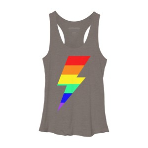 Adult Design By Humans Rainbow Pride Flag Lightning Bolt By Racerback Tank Top - 1 of 2