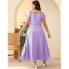 YESFASHION Plus Size Women Boho Maxi Dress Short Sleeves High Waist Ruffle Design Casual Summer Dress with Pockets - 4 of 4