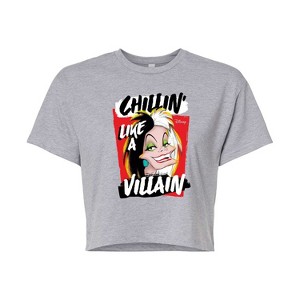 Women's - Disney Villains - Cruella Chillin Like A Villain Cropped Graphic T-Shirt - 1 of 4