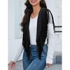Clearlove Womens Fringe 70s Hippie Costume Sleeveless Cowgirl Western Faux Suede Tassel Leather Outerwear Shawl - 3 of 4