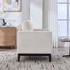 CAVINAS Wide Modern Farmhouse Accent Chair with Pillow Back&2 Bolster Pillows,Comfy Boucle Armchair for Living Room,Office&Lounge - 3 of 4