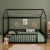 KTMBDW Twin/Full Floor Bed with Fence, Twin/Full Size Montessori Floor Beds with Roof, Metal House Bed Frame for Girls, Boys, Easy Assemble - 2 of 4