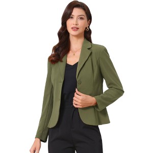 Allegra K Women's Elegant Work Office Lapel Collar Button Down Regular Fit Suit Blazer - 1 of 4