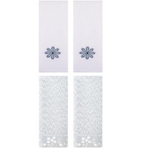 REGALWOVEN 4 Pcs 100% Cotton Floral Embroidered Soft Absorbent Decorative Hand Towel - 1 of 4