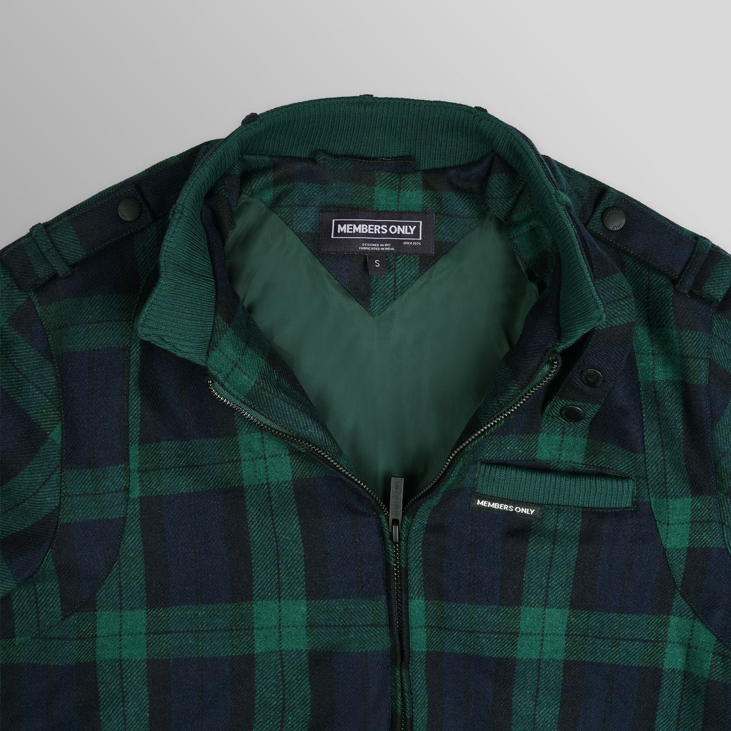 Мужская куртка Members Only Wool Iconic Racer Jacket - Green, цвет: Зелёный — фото 8