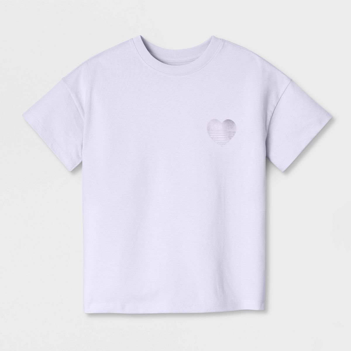 Girls' Short Sleeve Relaxed Fit 'Heart' Graphic T-Shirt - Cat & Jack™ Light Violet - thumbnail 2