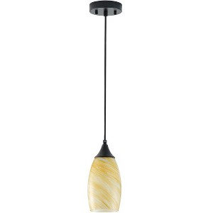 Dewdrop 4.7" Mini Glass Pendant Light, Brown White Marble Glass, Vintage Hanging Ceiling Lamp - 1 of 4