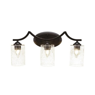 Toltec Lighting Zilo 3 - Light Vanity in  Dark Granite with 4" Clear Bubble Shade