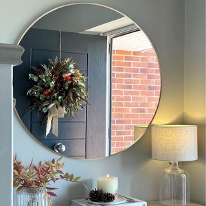 Serio Circle Brushed Aluminum Frame Large Circle Gold Round Wall Mirror -The Pop Home - 1 of 4