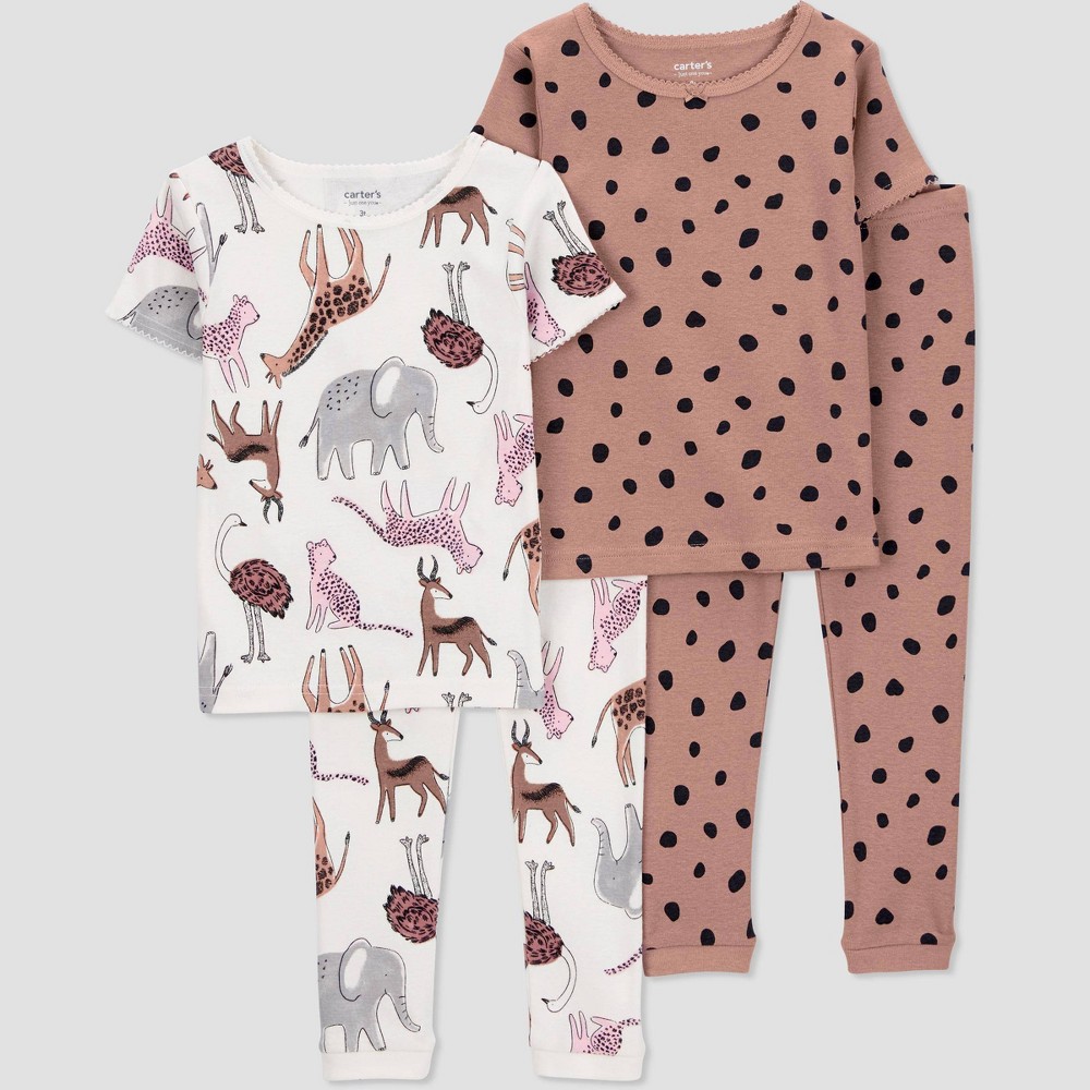 Photos - Other Textiles Carter's Just One You® Toddler Girls' 4pc Short Sleeve Safari Pajama Set 