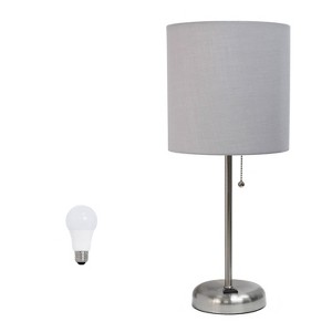 Simple Designs Sleek Slender Brushed Steel Table Lamp Gray - 1 of 4