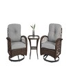 3-Piece Outdoor Swivel Rocker Patio Set – 360° Rotating Chairs with Cushions And Tempered Glass Table-Maison Boucle - 3 of 4