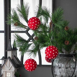 TopComfy Decorative Object Christmas Ball Ornaments Set of 6 for Holiday Party Decorations, Red, 3.9"*3.9"*3.9" - 1 of 4