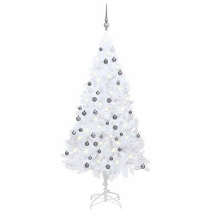 Artificial Pre-lit Christmas Tree with Ball Set White 59.1" PVC - 1 of 4