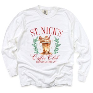 Simply Sage Market Women's St. Nick's Coffee Club Long Sleeve Garment Dyed Tee - 1 of 4