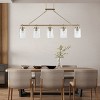 BAOURE 45in Gold 5-light Linear Chandelier with Textured Glass Shades Adjustable Hanging Pendant Light for Dining Room, Kitchen Island - 4 of 4