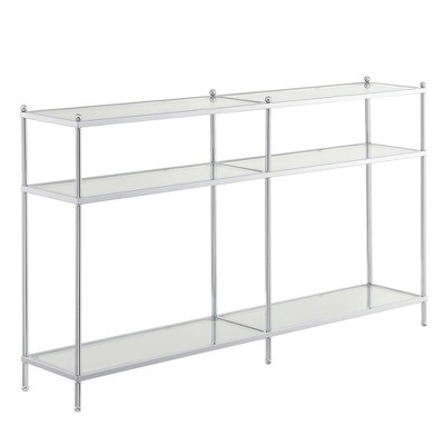 54" Royal Crest 3 Tier Glass Console Table Clear Glass/Chrome - Breighton Home