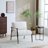 Lirago,Modern Accent Chair with Plush Cushions & Minimalist Metal Frame-White, Wooden Armrests for Living Room & Office - 3 of 4