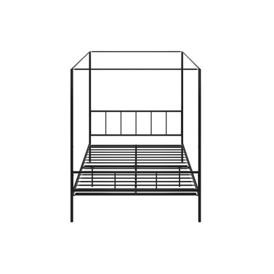Marion Black Metal Queen Canopy Platform Bed with Headboard