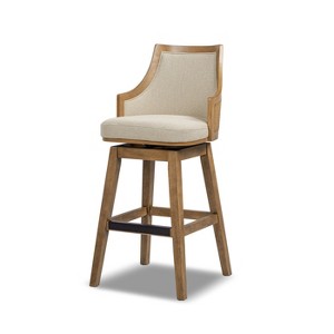 Bahama 30" Cane Rattan High-Back Swivel Counter Stool with Recessed Arms - 1 of 4