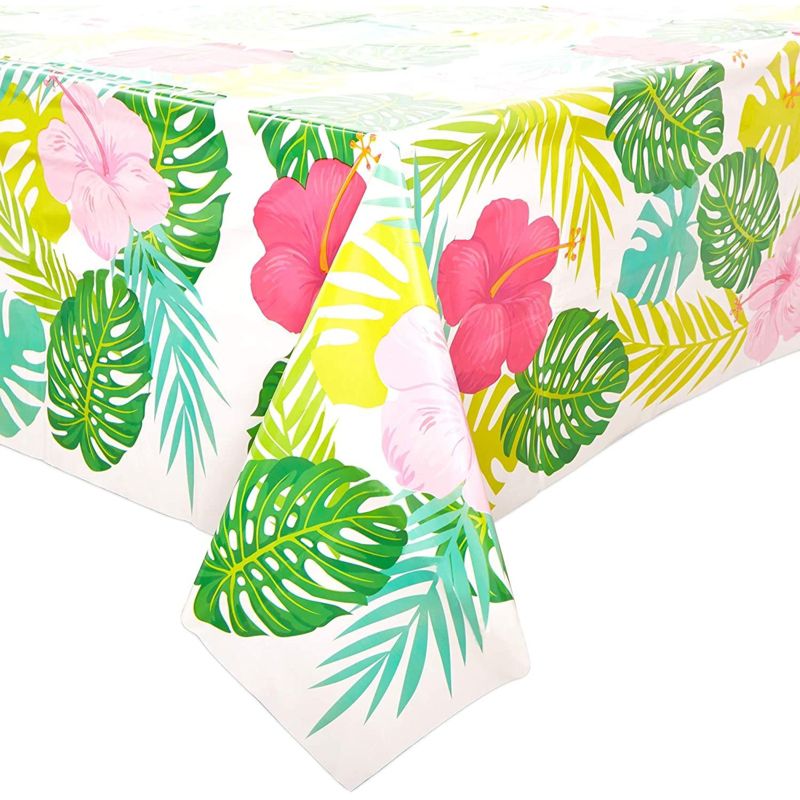 Sparkle and Bash 3 Pack Floral Plastic Tablecloth Table Cover 54"x108" for Hawaiian Luau Party Supplies, 4 of 8