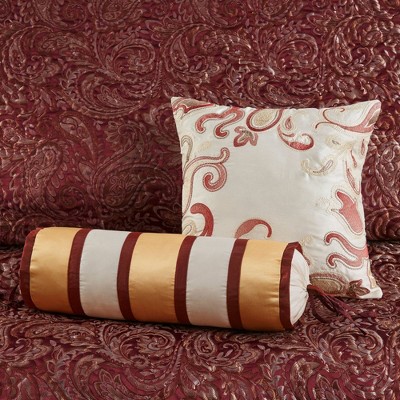 Burgundy Reversible Queen Microfiber Jacquard Bedspread Set
