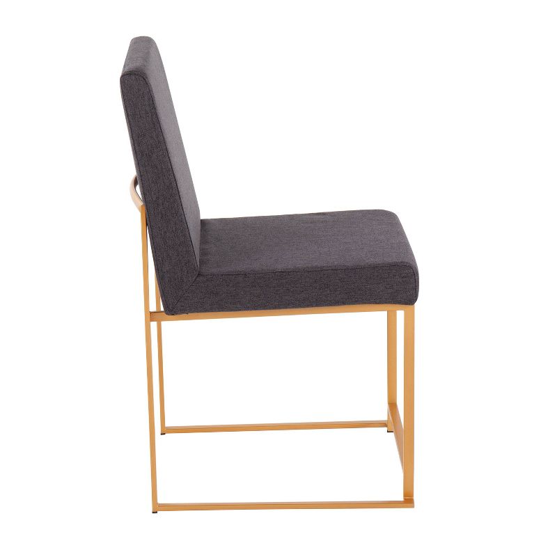 Set of 2 Highback Fuji Polyester/Steel Dining Chairs Gold/Charcoal - LumiSource, 4 of 11