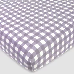 Honest Baby Organic Cotton Fitted Crib Sheet - Painted Buffalo Check Purple