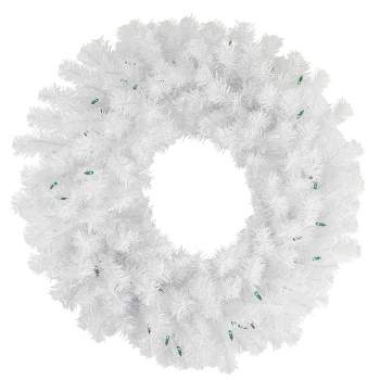 Northlight Pre-Lit Geneva White Spruce Artificial Christmas Wreath, 24-Inch, Green Lights