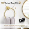 Itopfox 5 Piece Bathroom Hardware Set Brushed Gold Stainless Steel Includes 23.6in Towel Bar Toilet Paper Holder Towel Ring Hooks - 3 of 4